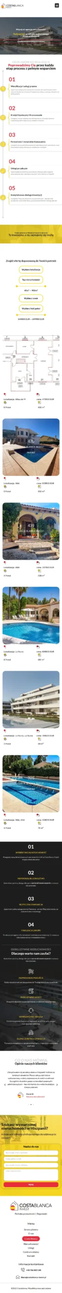 Costa Blanca – Invest - zrzut strony, widok na telefonie