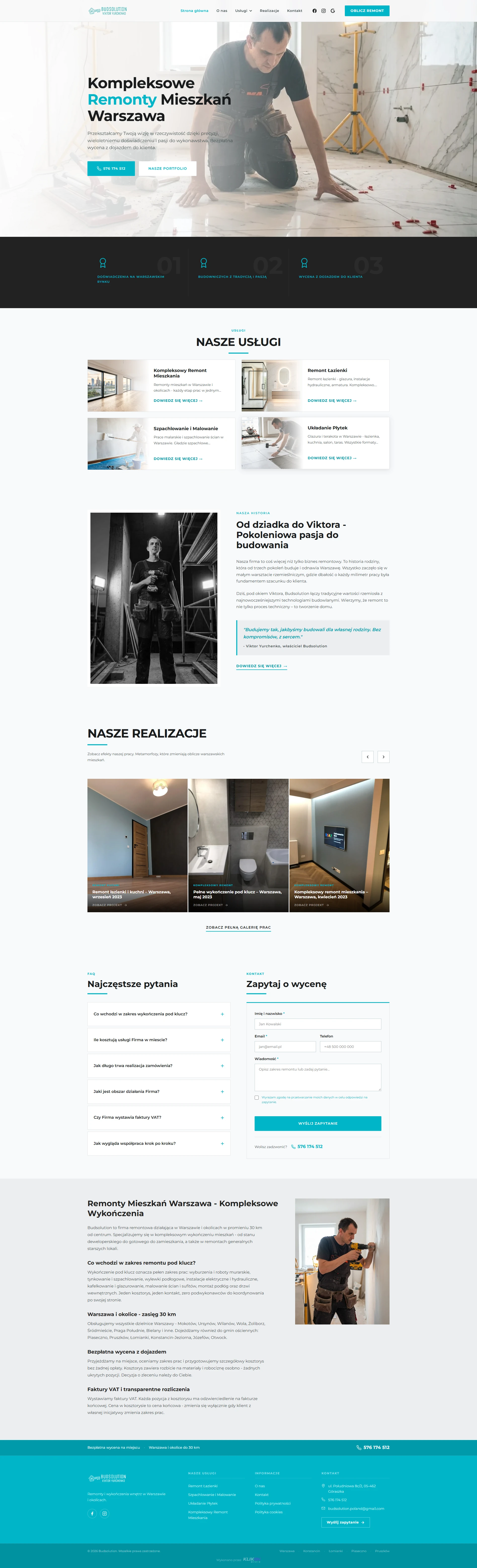 Budsolution - zrzut strony, widok na komputerze